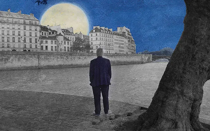 The Blue Painter, a short animated film, featuring Finnish painter, Risto Suomi. Directed and animated by Marga Doek. Suomi stands next to the river Seine in Paris.